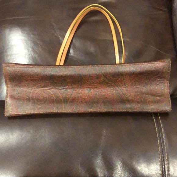 W ETRO Red Paisley Vachetta Leather Two Strap Snap Tote Shopper Shoulder Bag - Picture 17 of 17